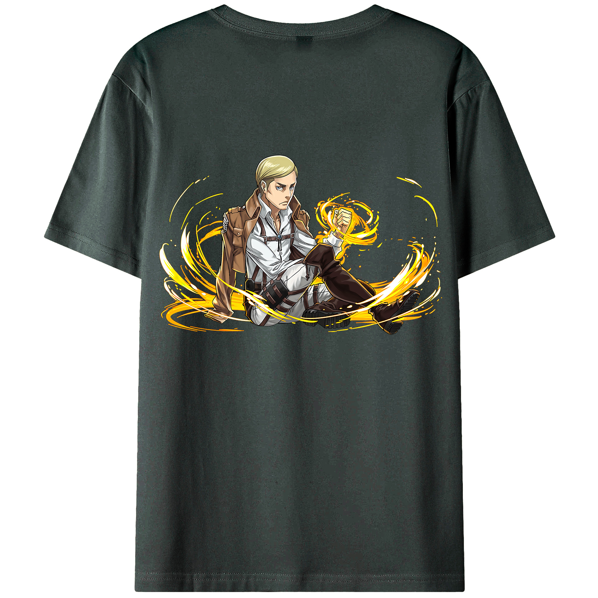 （画像用） 進撃の巨人 エルヴィン・スミス Attack on Titan Erwin Smith 綿100％ メンズ半袖Tシャツ（バックプリント） 通気性